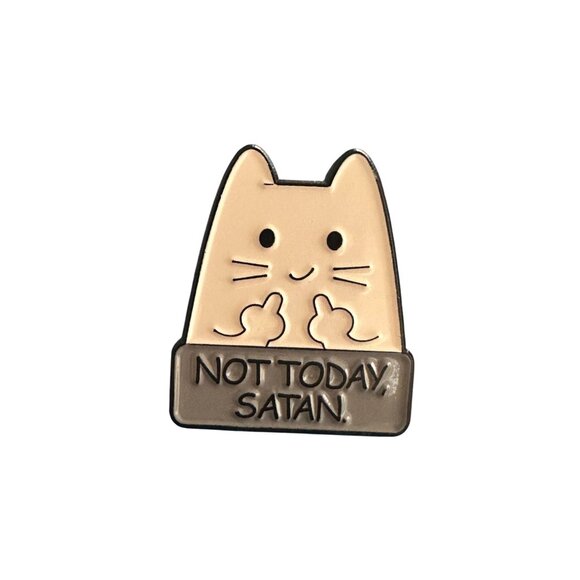 NOT TODAY SATAN Cat Enamel Backpack Pin NEW NWOT - Picture 2 of 3